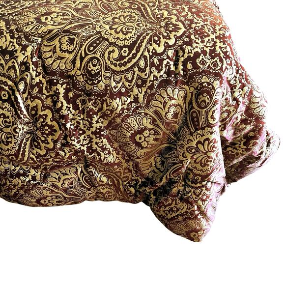 Croscill baroque metallic gold comforter velour bed skirt and pillow covers set - Picture 3 of 15